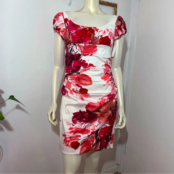 New Suzi Chin for Maggy Boutique Floral water color Dress Size 6 Petite New BB - Picture 1 of 12